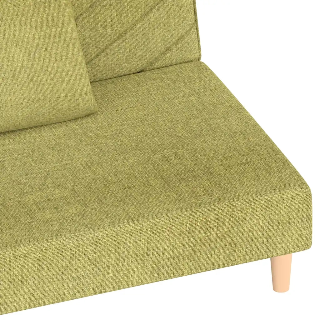Divano Letto a 2 Posti con 2 Cuscini Verde in Tessuto 375894