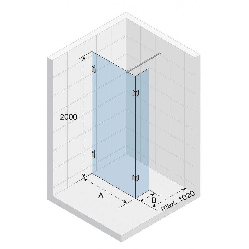 Box doccia walk-in con ribaltabile SCANDIC NXT 402 RIHO 140x200 cm con cerniere nere