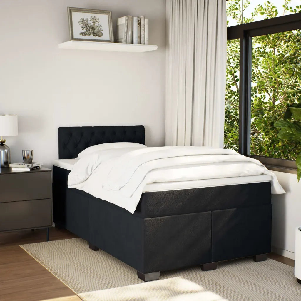 Giroletto a Molle con Materasso Nero 120x190 cm in Velluto 3286266