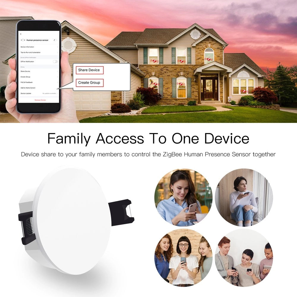 Sensore Presenza Persone, ZigBee 3.0, TUYA, Smart Life AC 90-250V, 50/60HZ, 93X93X30mm, IP20, SHZ3434