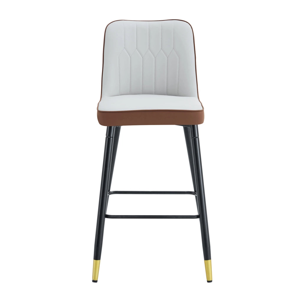 2er-Set sgabelli da bar - Zephmum- 100 cm- grigio chiaro/marrone- struttura in metallo nero