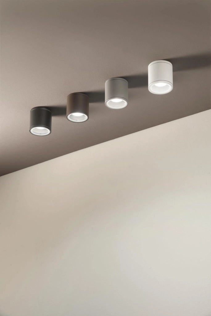 PLAFONIERA PER ESTERNI JUBO 1 LUCE ATTACCO GU10 SILVER D.9CM