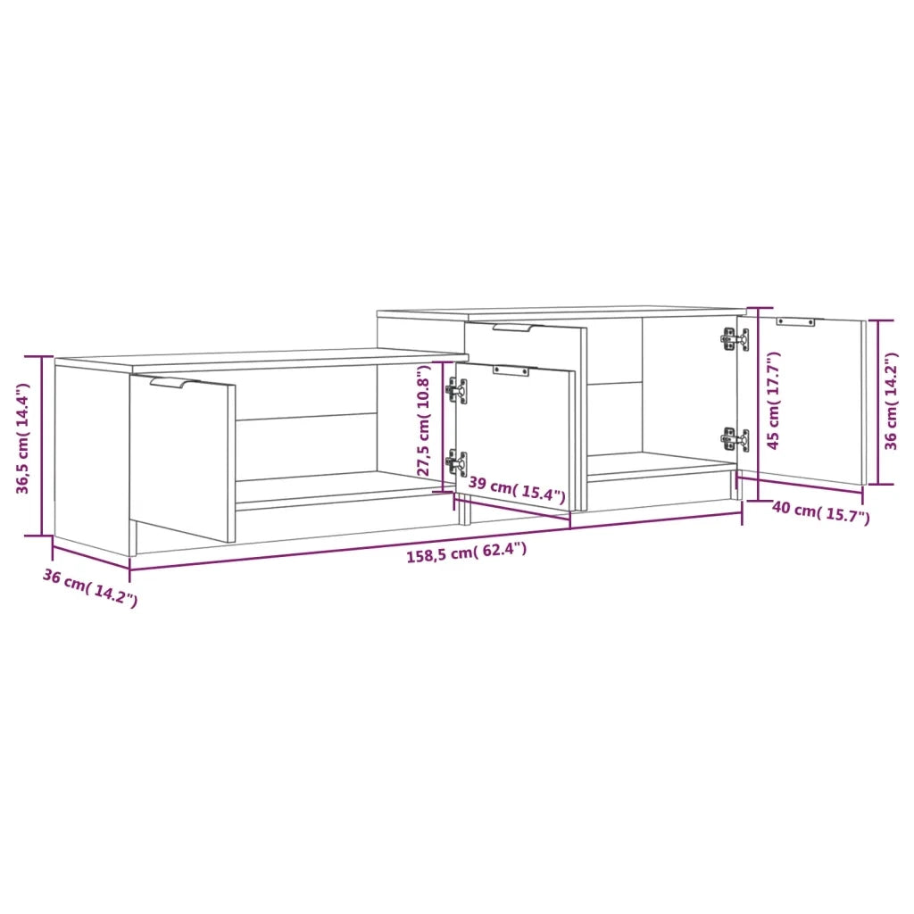 Mobile TV | Armadietto TV | Mobile Porta TV Rovere Fumo 158,5x36x45 cm in Legno Multistrato