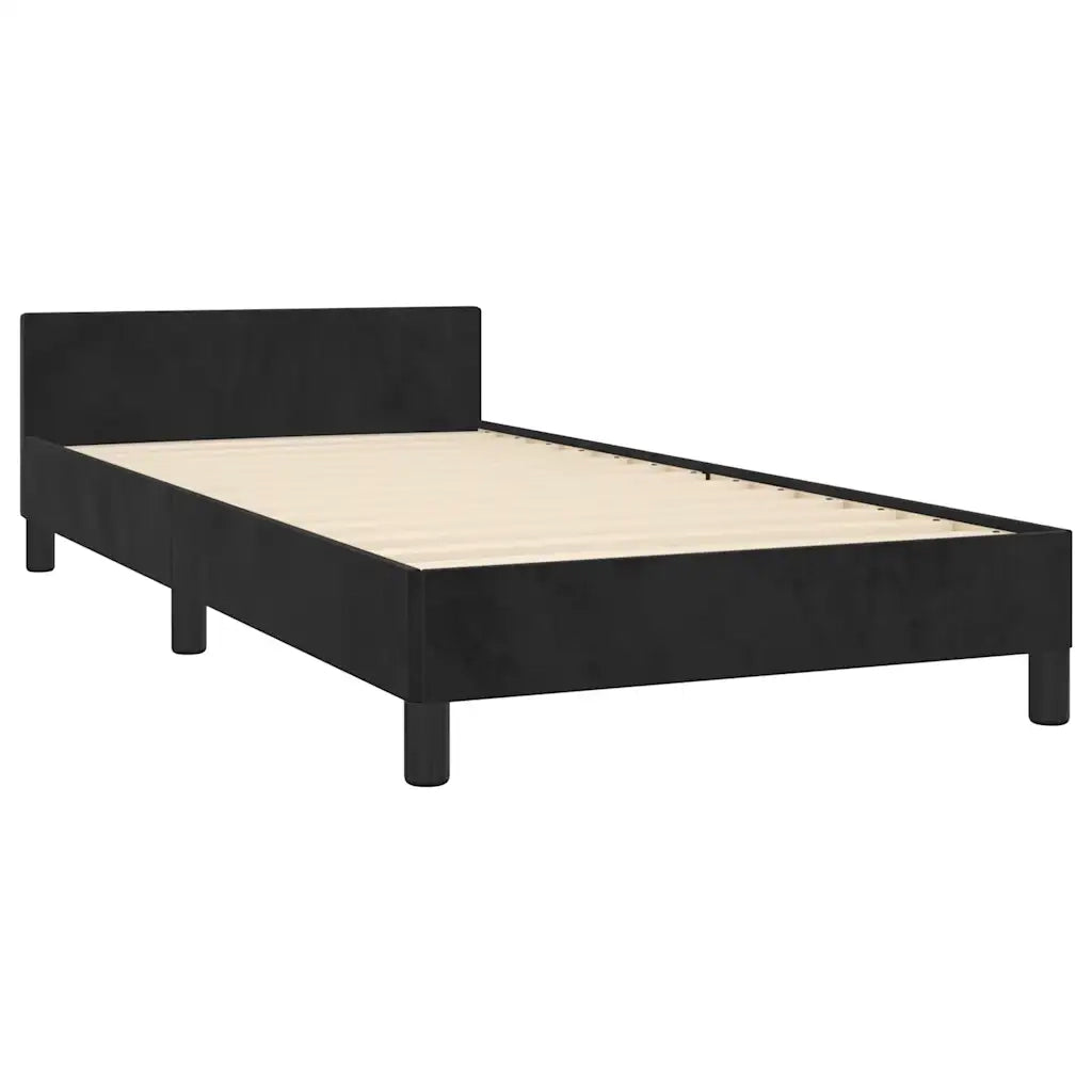 Giroletto con Testiera senza Materasso Nero 80x200 cm Velluto 347539
