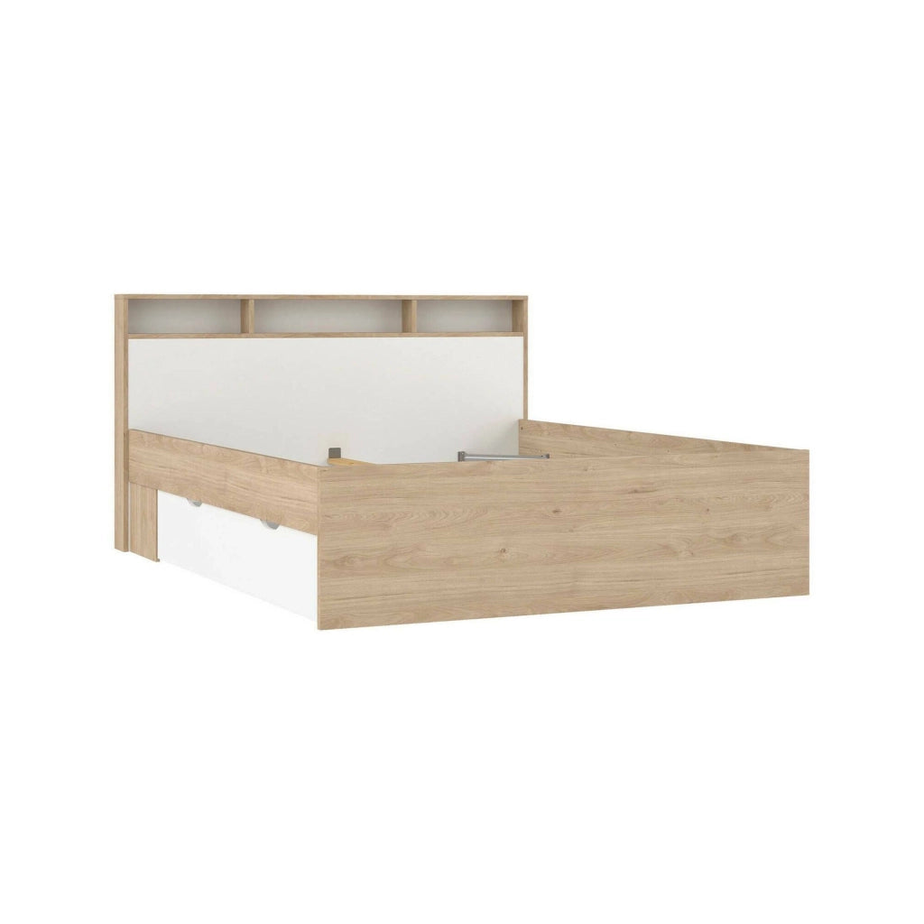 Letto matrimoniale Enteng, Sommier per camera da letto, Giroletto per stanza, Struttura porta materasso, 216x170 h97 cm, Rovere e Bianco