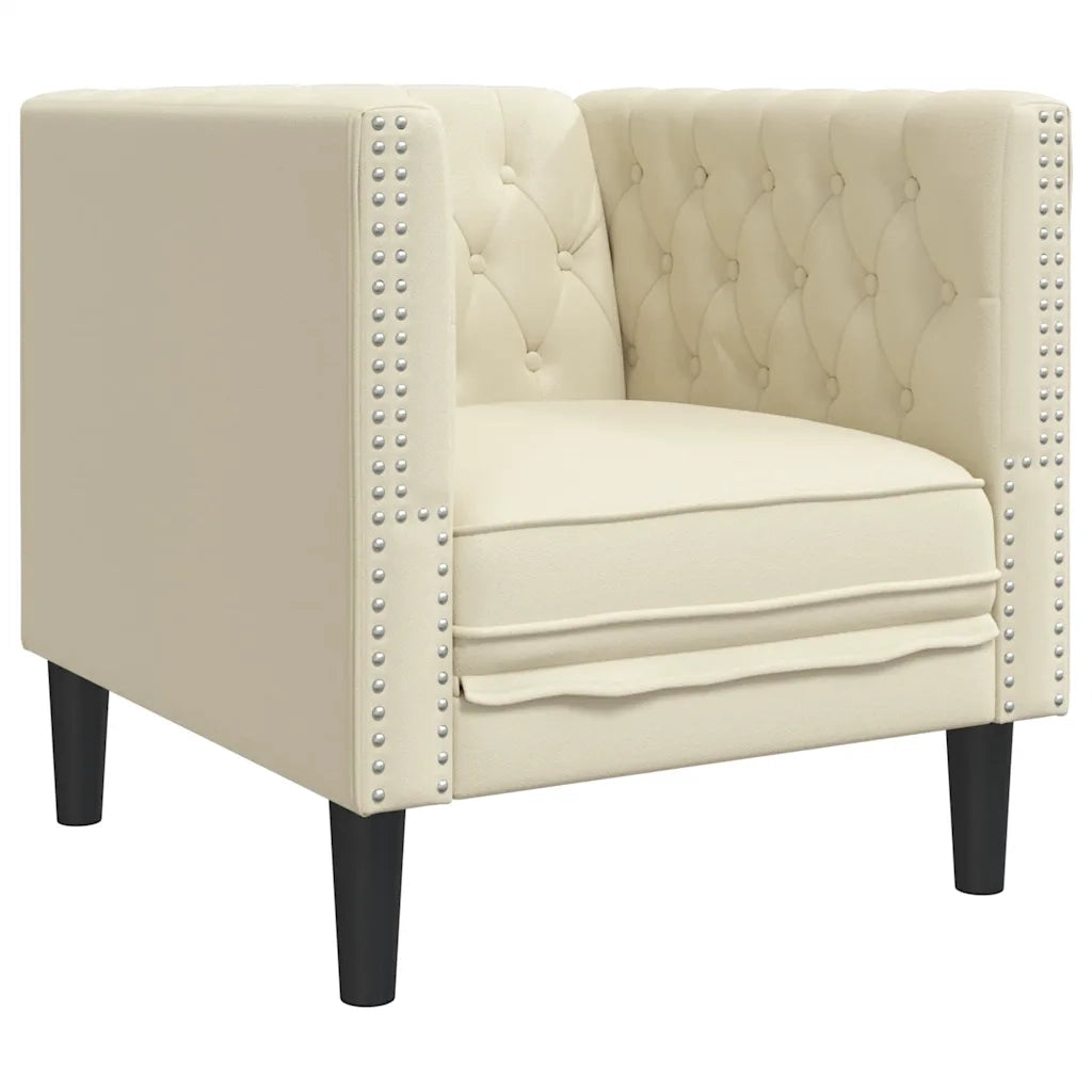 Poltrona | Sedia Relax Chesterfield Crema in Ecopelle
