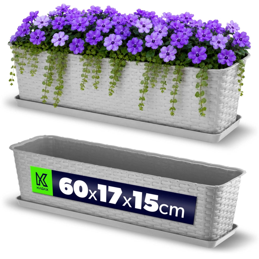 KADAX Fioriera da balcone con supporto per fiori e balaustra, 60 cm