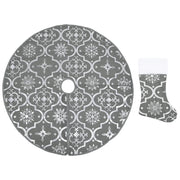 Gonna Albero Natale Raffinata con Calza Grigia in Tessuto 90 cm CFW9347115