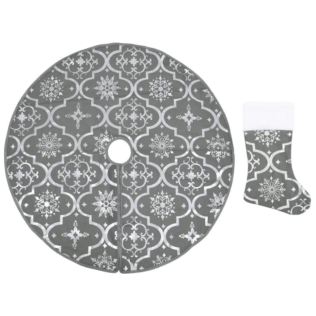 Gonna Albero Natale Raffinata con Calza Grigia in Tessuto 90 cm CFW9347115