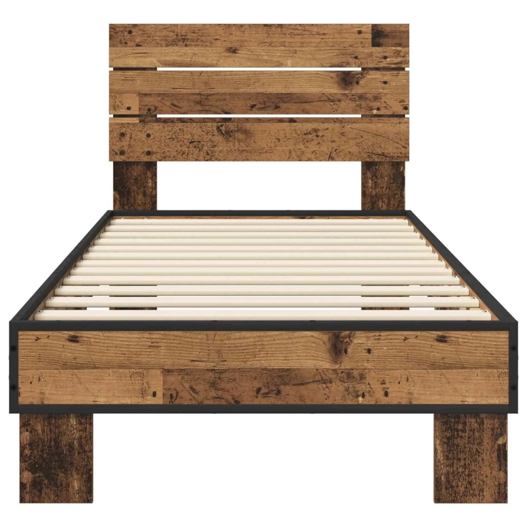 Struttura letto con testata-Giroletto Legno antico 80 x 200 cm 824221