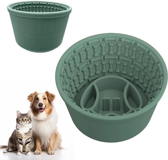 Ciotola per Cibo per Cani Anti-Slittamento – Ciotola per Cibo per Cani a Forma di Pallina in Silicone con Effetto Anti-Slittamento per una Nutrizione Salutare e Minore Sensazione di Aumento di Volume (Verde Scuro)