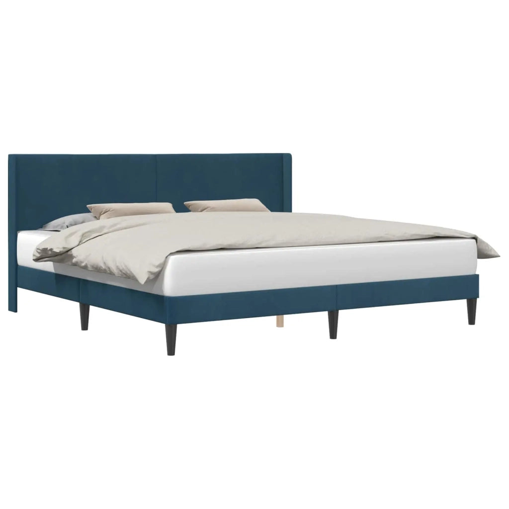 Letto matrimoniale | Letto per adulti | Struttura del letto con testiera Blu 180 x 200 cm Velluto