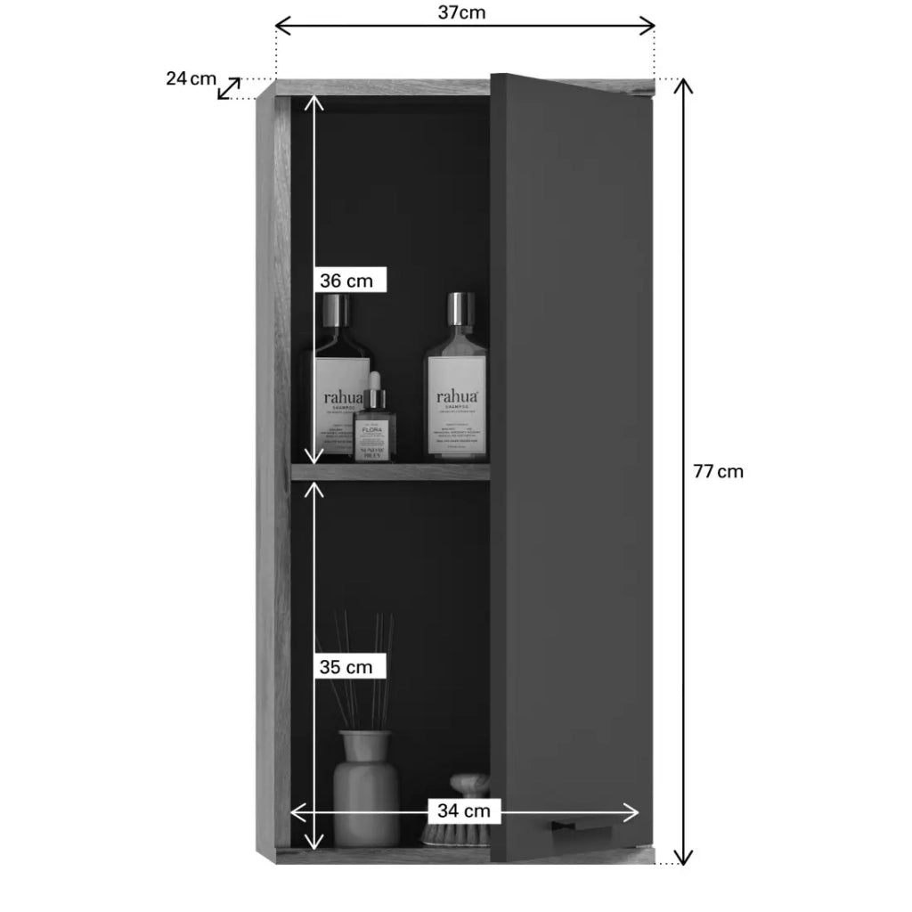 Mezza colonna bagno 1 porta – Grigio antracite e rovere chiaro – SELMA