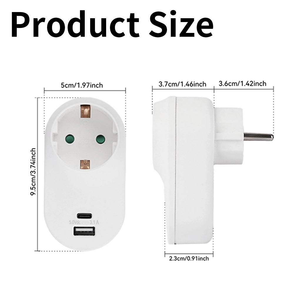 Adattatore da Parete con 1 Presa Schuko, 1 USB-C, 1 USB-A ¨C Xylo ¨C Bianco