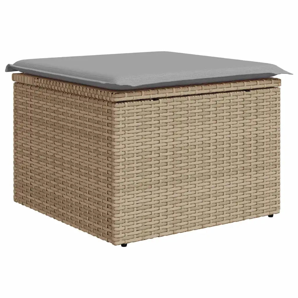 Set Divano da Giardino 9 pcs Beige e Grigio Chiaro Polyrattan