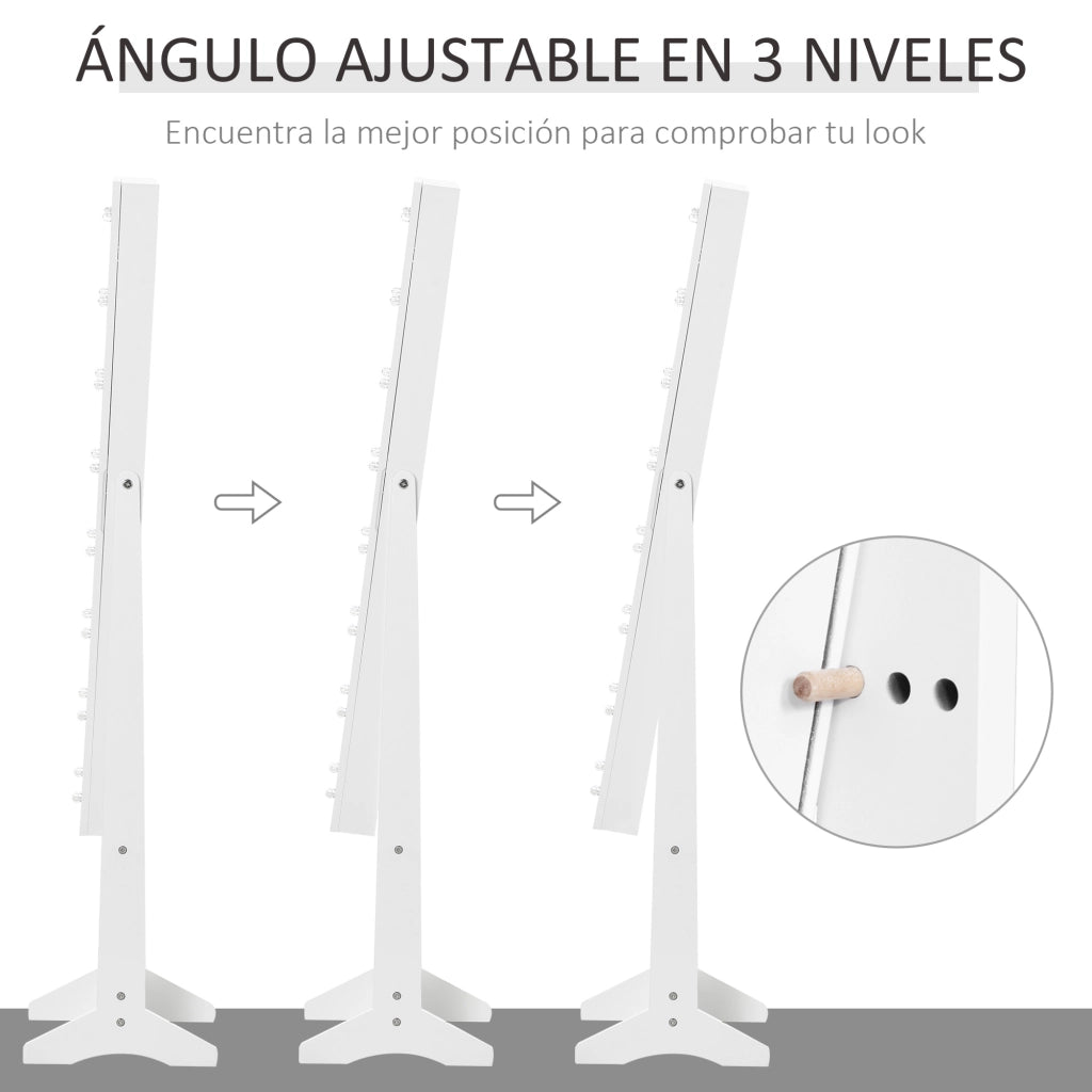 Organizzatore Gioielli Specchio con Luci LED ¨C Minimal ¨C 36x30x136 cm Bianco