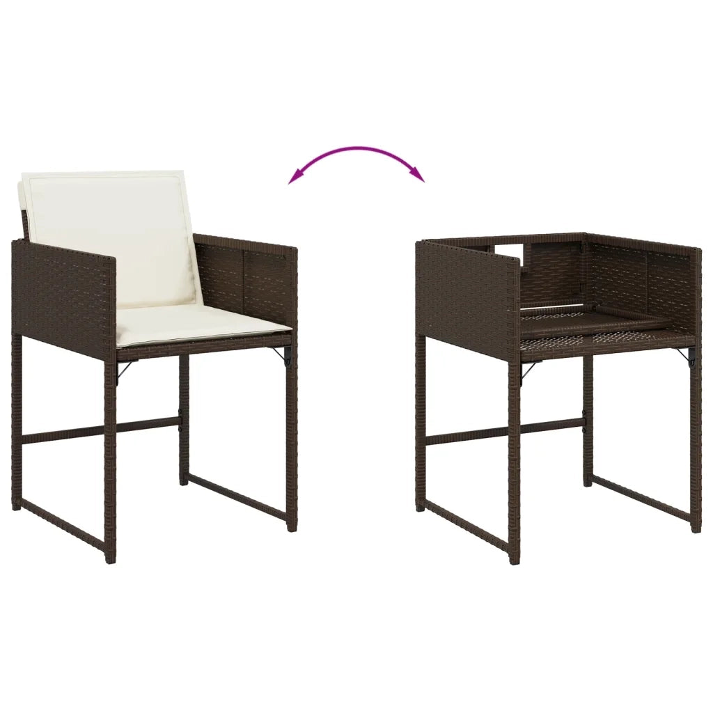 Set da Pranzo da Giardino 7pz con Cuscini in Polyrattan Marrone 3278036