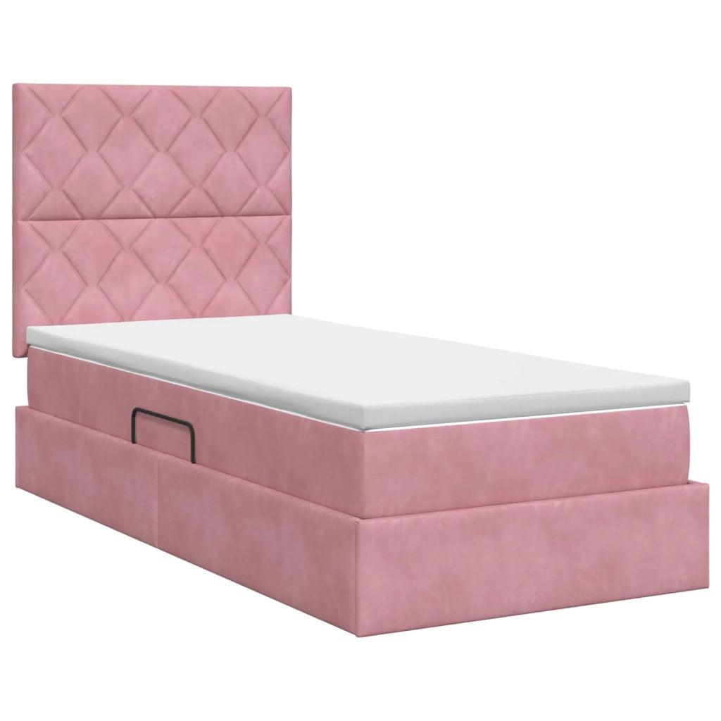 Letto con contenitore e materasso Rosa 90 x 190 cm Velluto 3459722