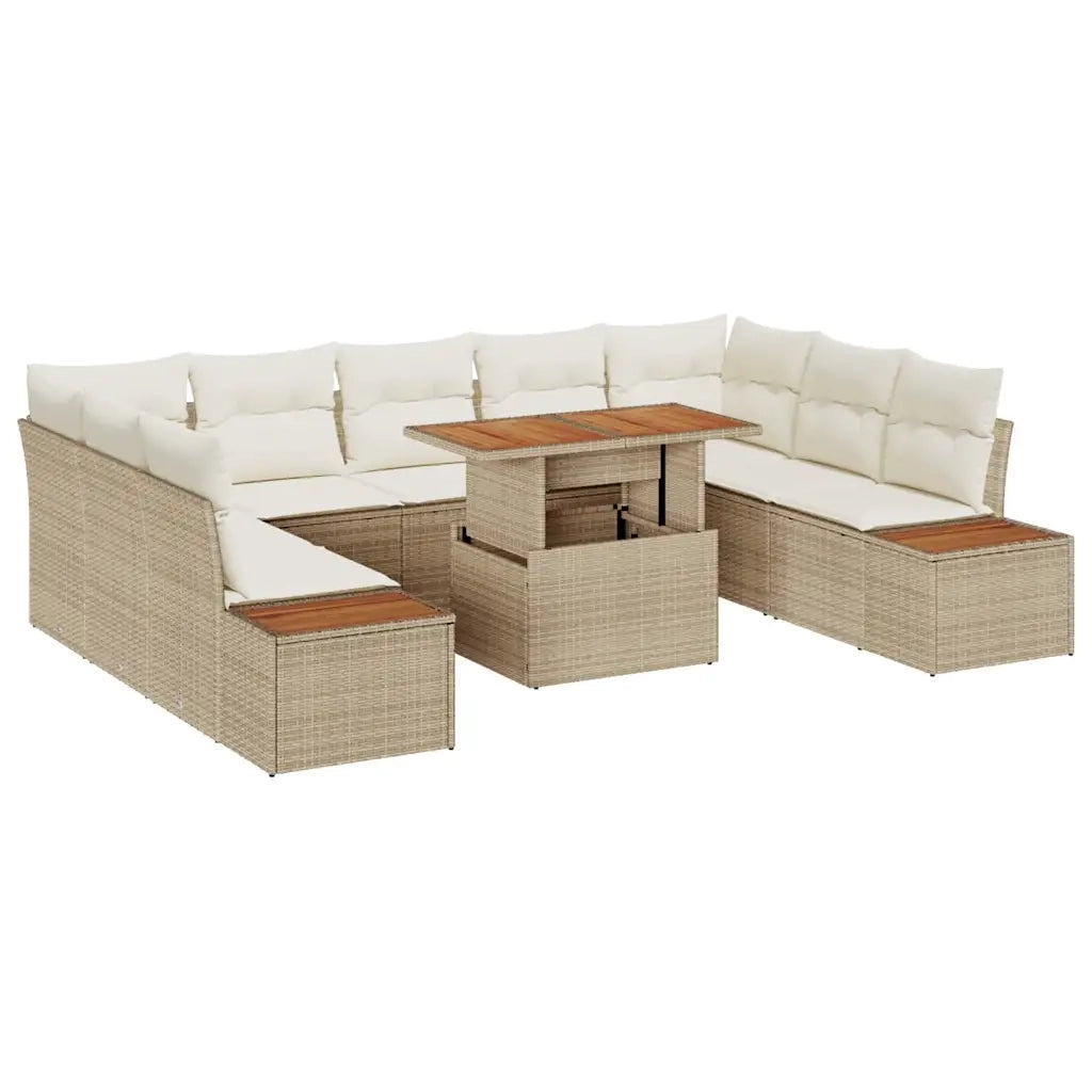 Set da Pranzo per Giardino con cuscino 10 pcs Beige e Crema 3350103