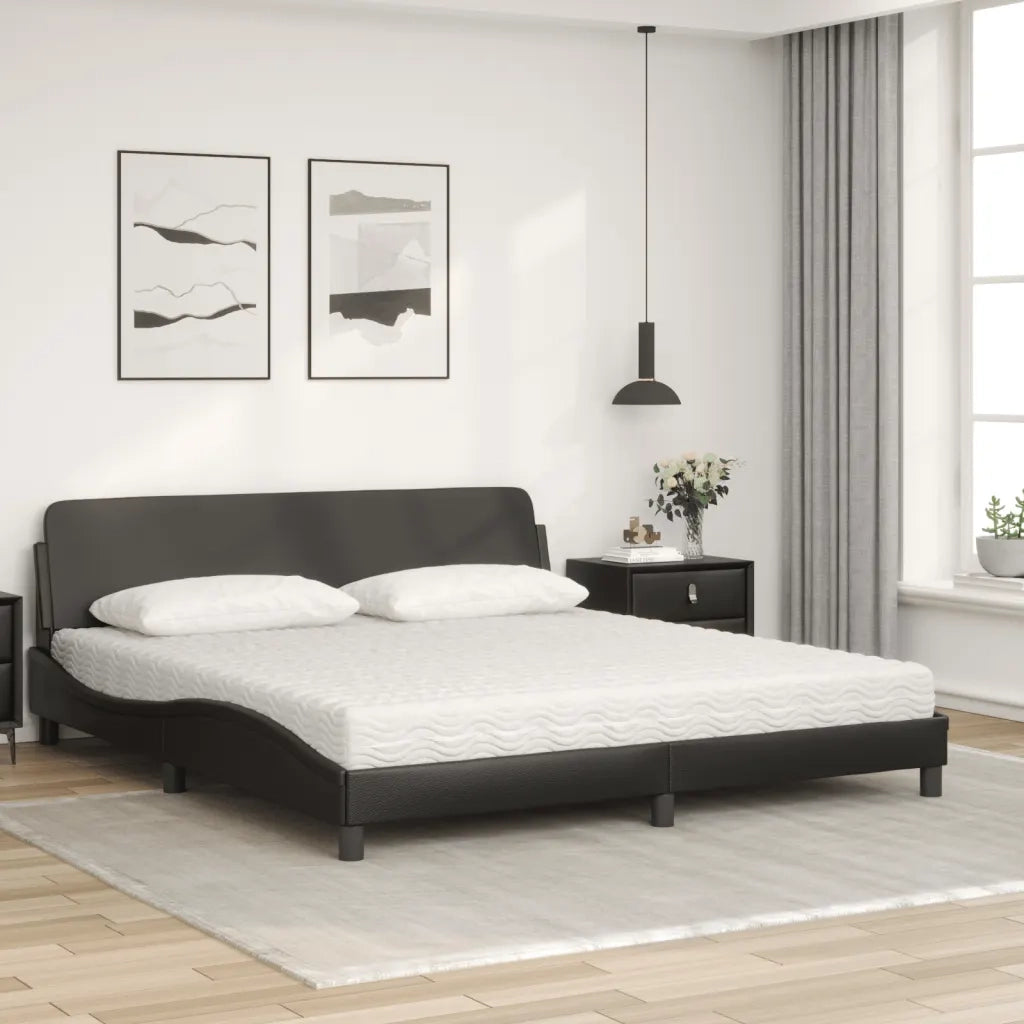 Letto con Materasso Dover Nero 180x200 cm in Similpelle