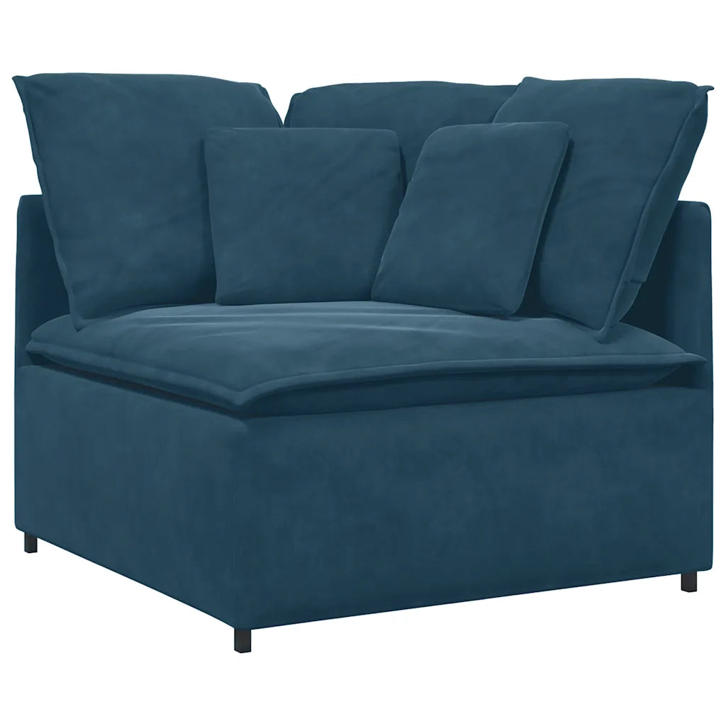 Divano Modulare con Cuscini in Velluto Blu 3321278