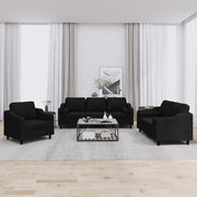 Set Divani 3 pz con Cuscini Nero in Tessuto