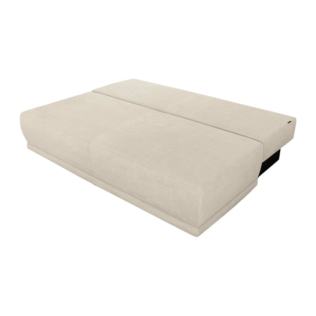 Divano letto in tessuto ciniglia, 3 posti, beige grigio