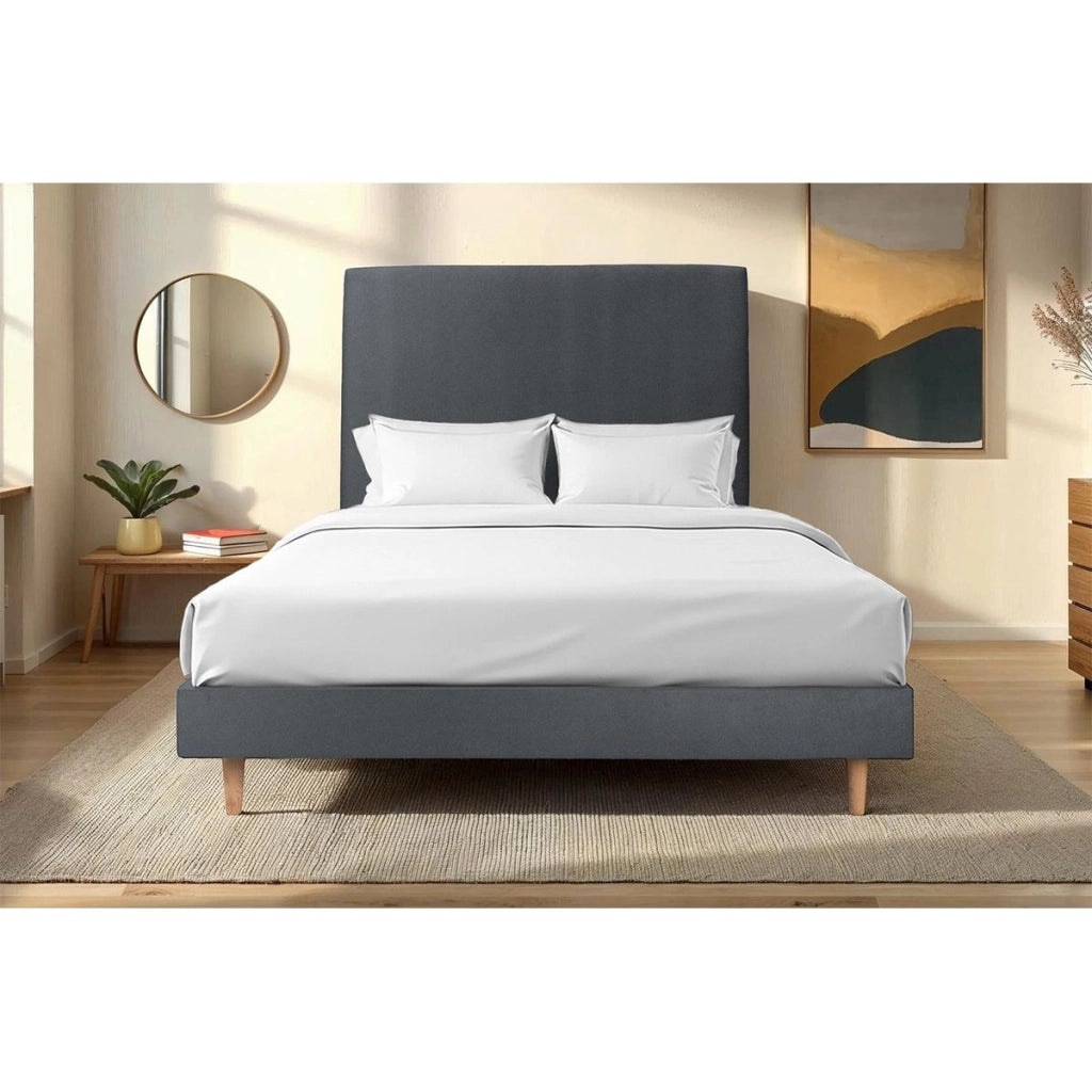 Letto 150x190 cm con testata imbottita - Tessuto velluto