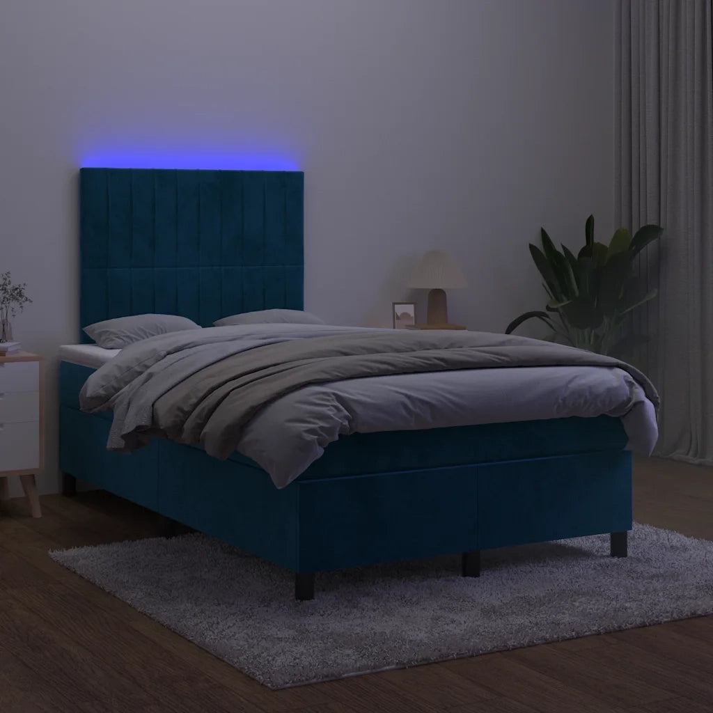 Letto a Molle con Materasso e LED Blu Scuro 120x200cm 3136237