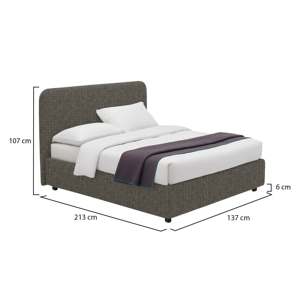 Poole, Letto Piazza e Mezza Sfoderabile Made in Italy, Grigio Tortora