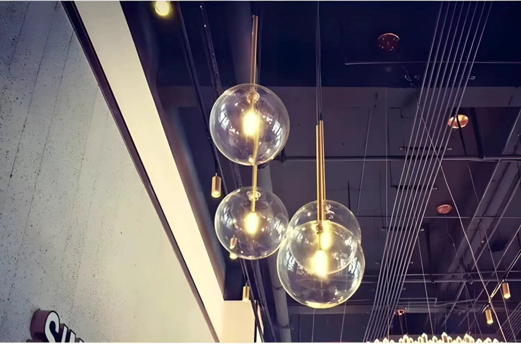 Lampada Da Soffitto A Sospensione Con Sfera Di Vetro 20cm APP1683-1CP