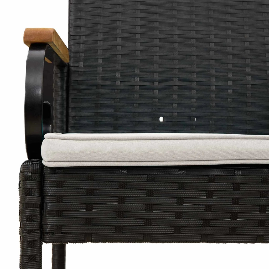 Sedie da giardino 4 pcs Nero e Bianco Crema Polyrattan e acacia 42025885
