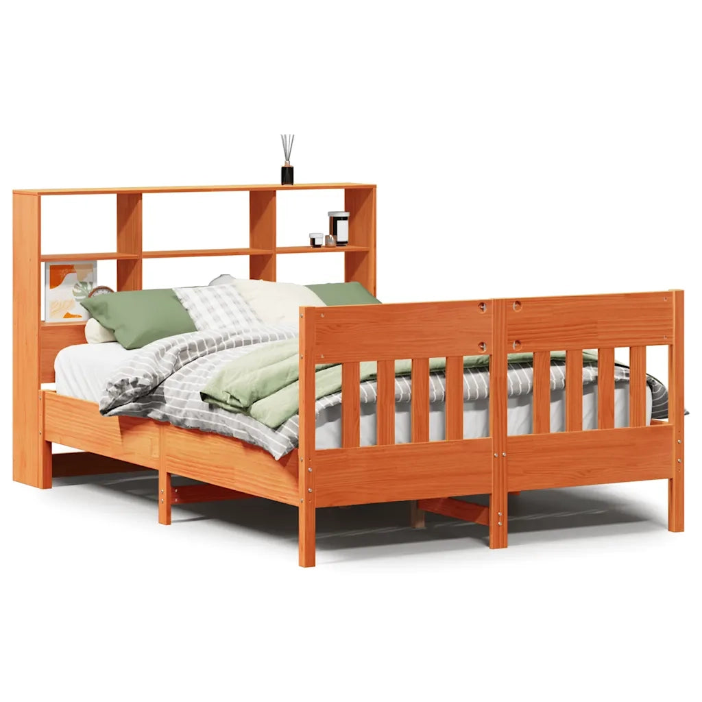 Letto matrimoniale | Letto per adulti | Giroletto senza Materasso Marrone Cera 140x200cm Massello Pino