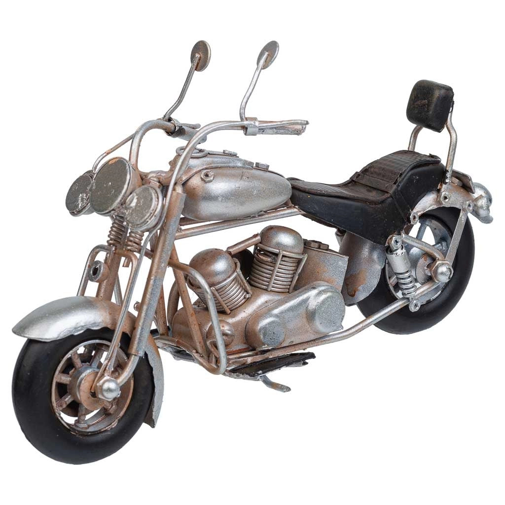 Moto in metallo argento 19x8,5x11h