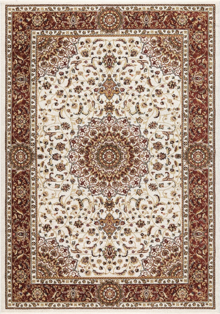 Tappeto BABIL cm.80x300 disegno classico orientale colore crema e rosso