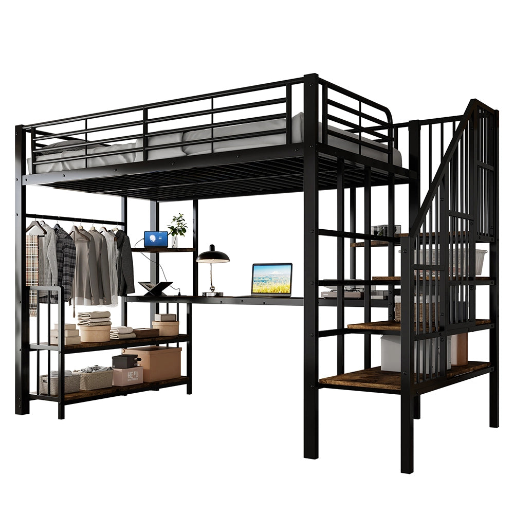 Letto a castello - Xylo - 120x200 cm ferro nero con USB