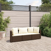 Set Divano da Giardino 3 pz con Cuscini Marrone in Polyrattan 3308449