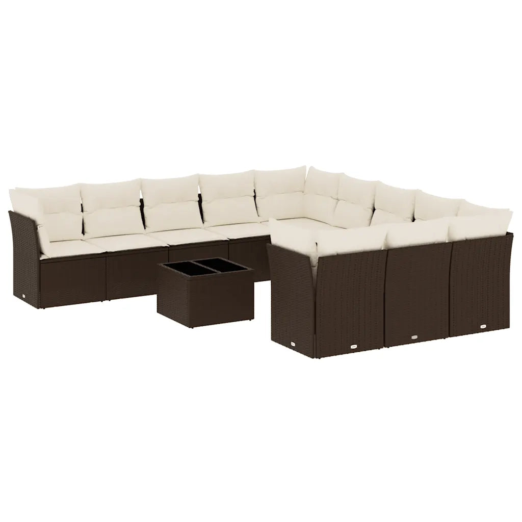 Set Divani da Giardino 12 pz con Cuscini Marrone in Polyrattan 3250262