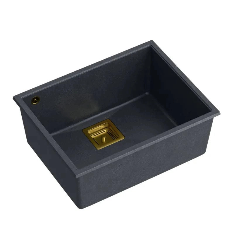 Lavello In Granito David 50 Black Metallic Tappo rame spazzolato