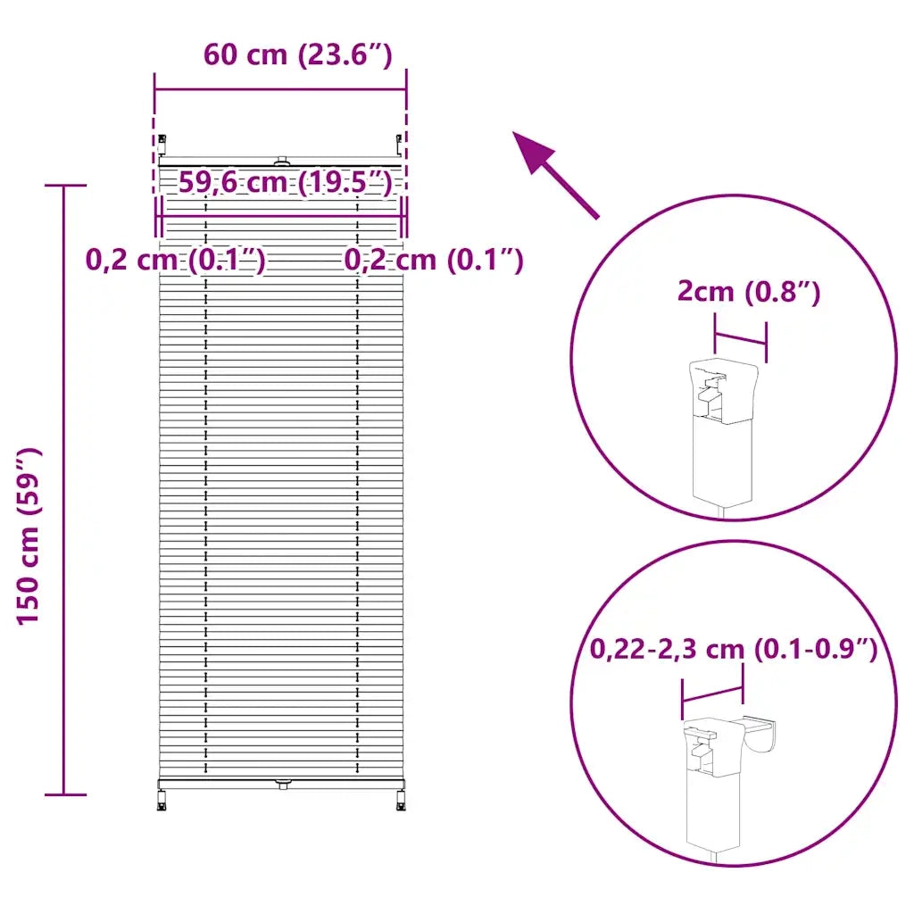 Tenda Plissettata 60x150cm Bianca Oscurante 240595