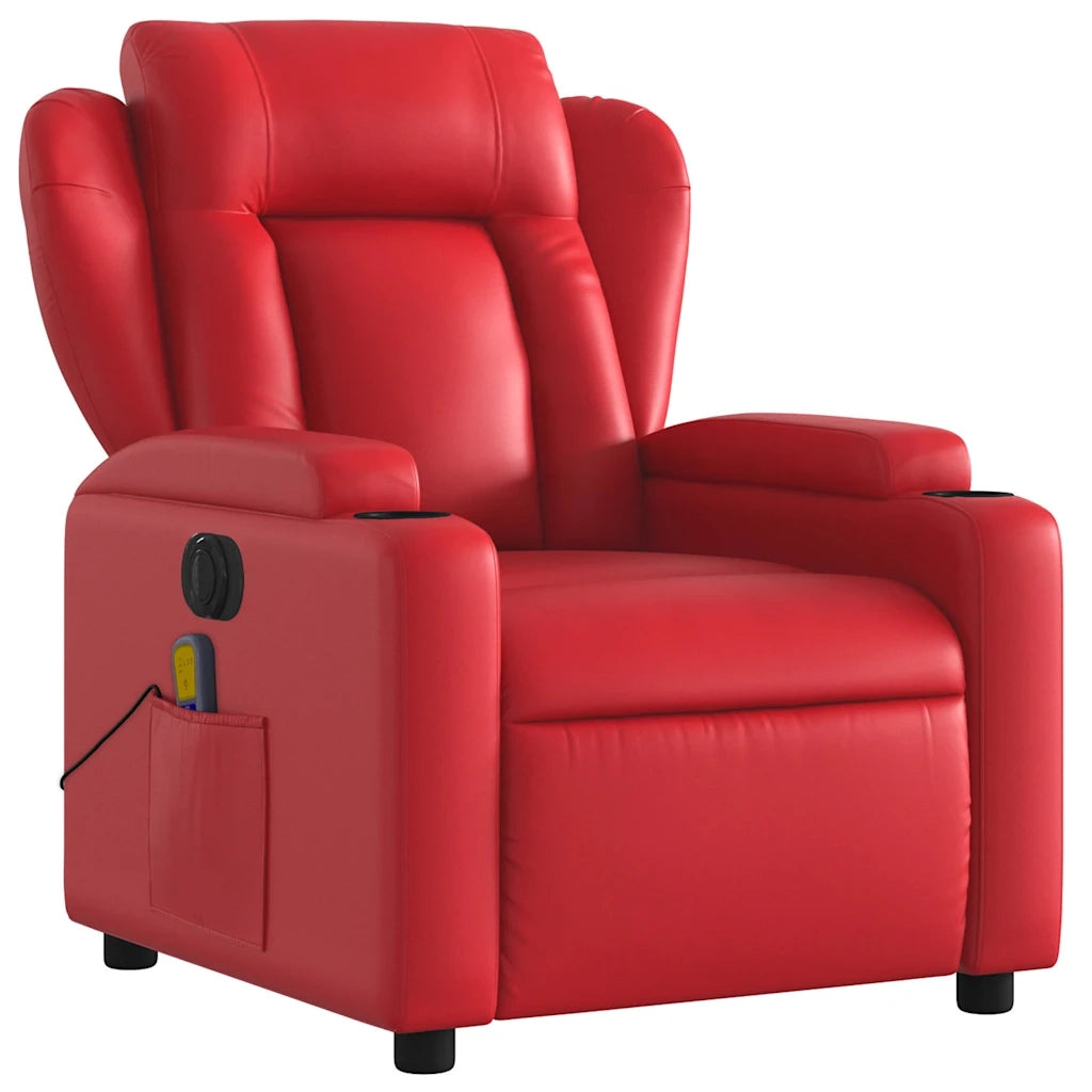 Poltrona Massaggio Elettrica Reclinabile Rosso Similpelle 3204542