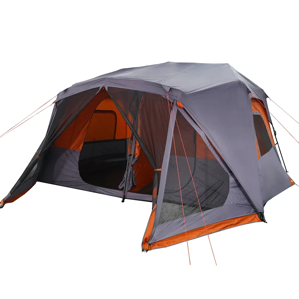 Tenda Campeggio 10 Persone Grigio e Arancione Impermeabile