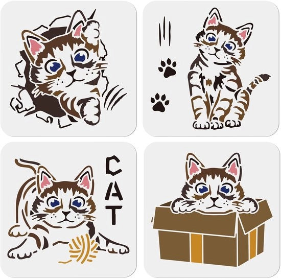 Kit per stencil per gatti - 4 pezzi - 8 x 8 pollici