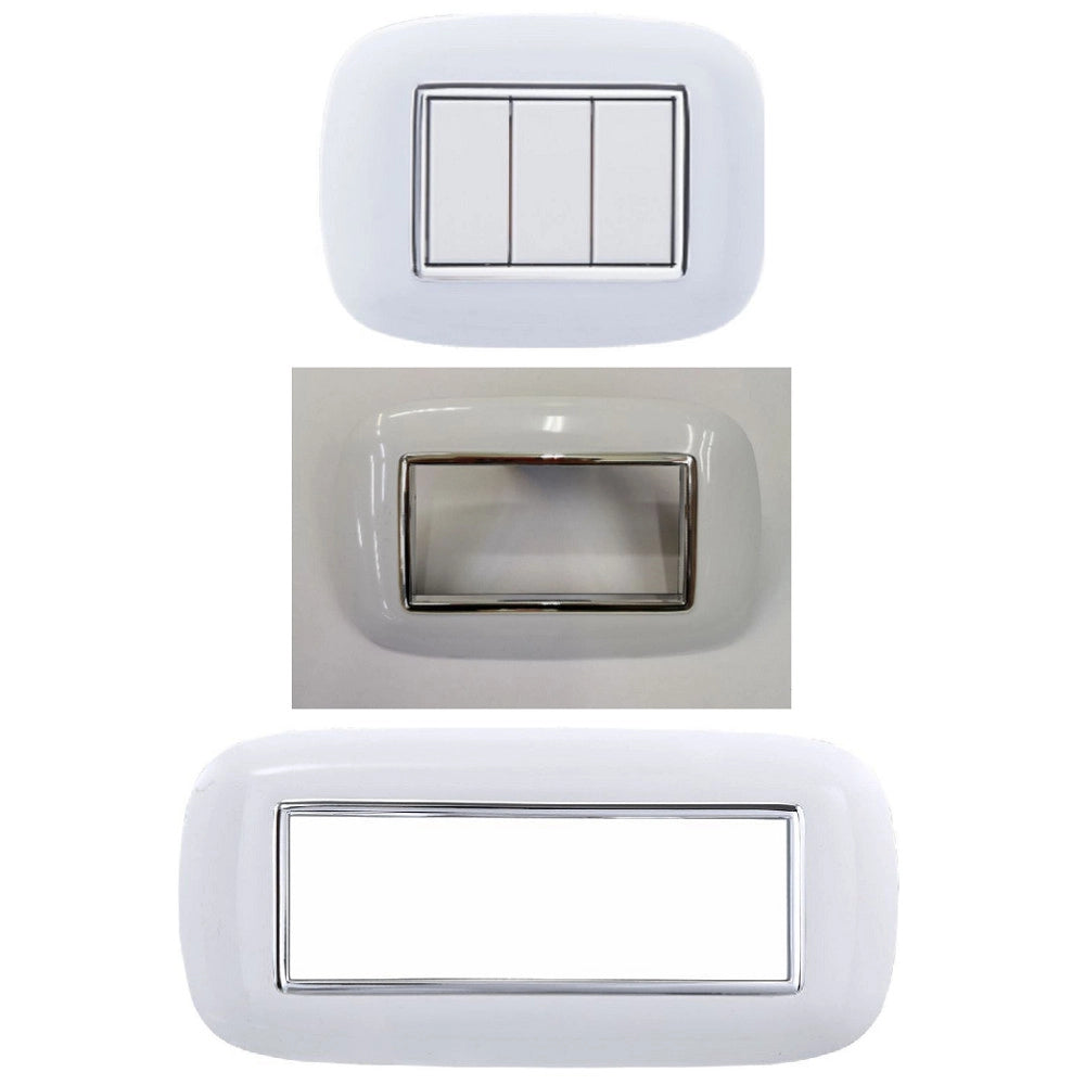 Trade Shop - Placca Oval 3 4 6 Moduli Colore Bianco Compatibile Con Bticino Axolute -