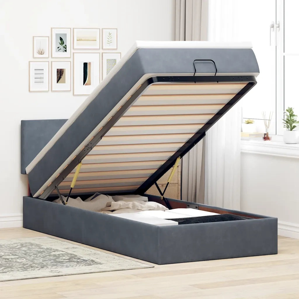 Struttura Letto Pouf con Materasso 100x200 cm Velluto 3312531