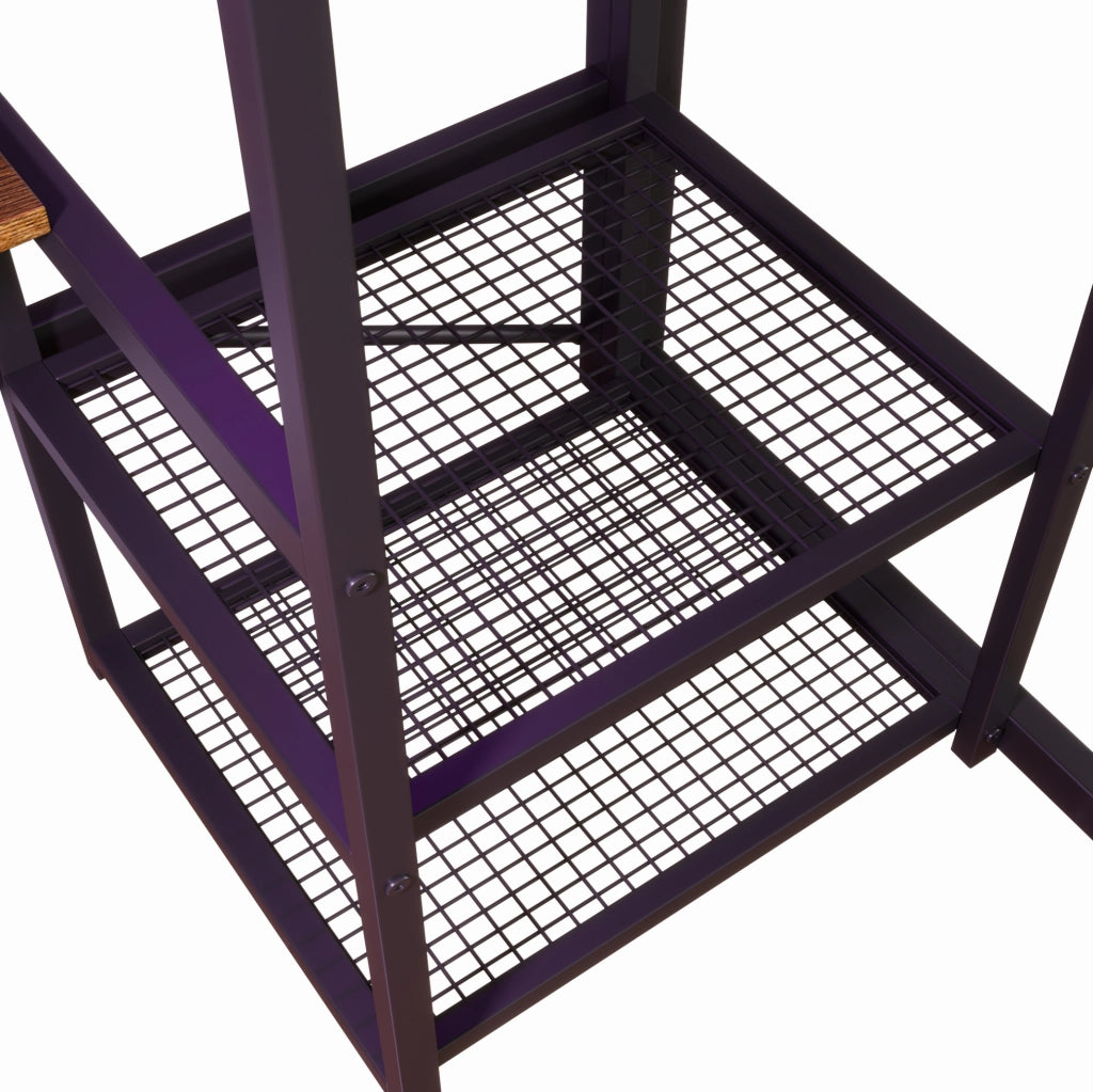 Letto a soppalco 140x200 cm in metallo e MDF con scrivania; luce LED e presa; nero
