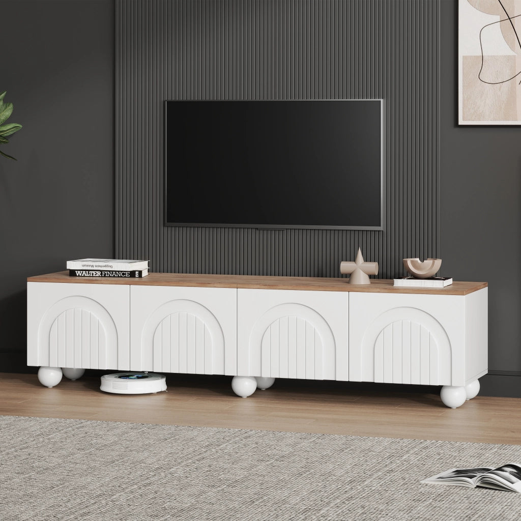 Cassettiera TV bianca e rovere MDF lunghezza 180 cm