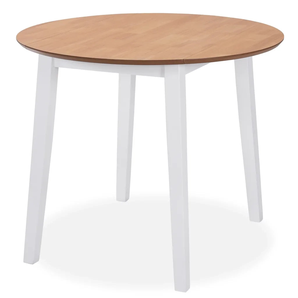 Set da Pranzo 5 pz in MDF e Legno di Hevea Bianco 274943