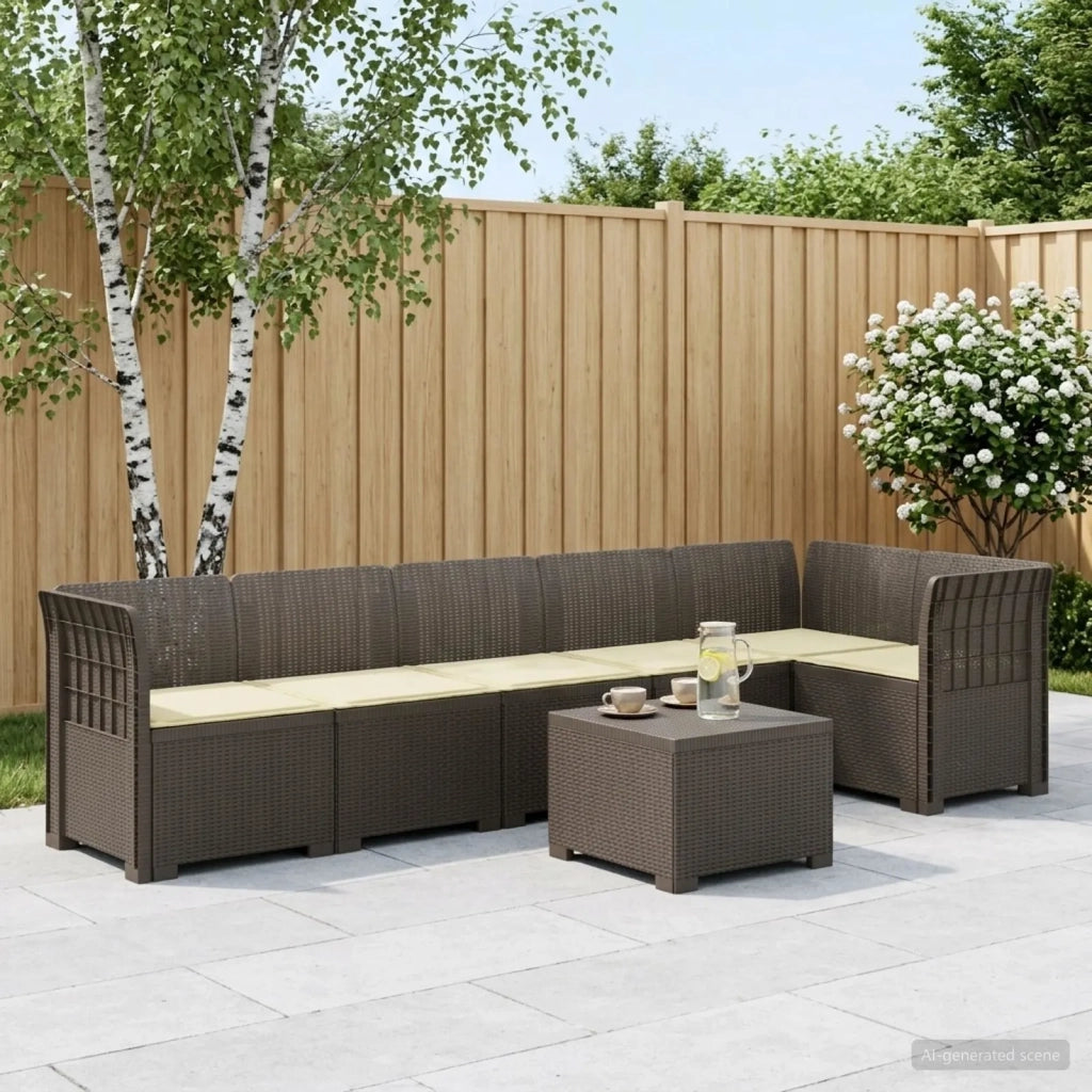 Divano da Giardino 6 Posti con Cuscini Aspetto Rattan PP 3444118
