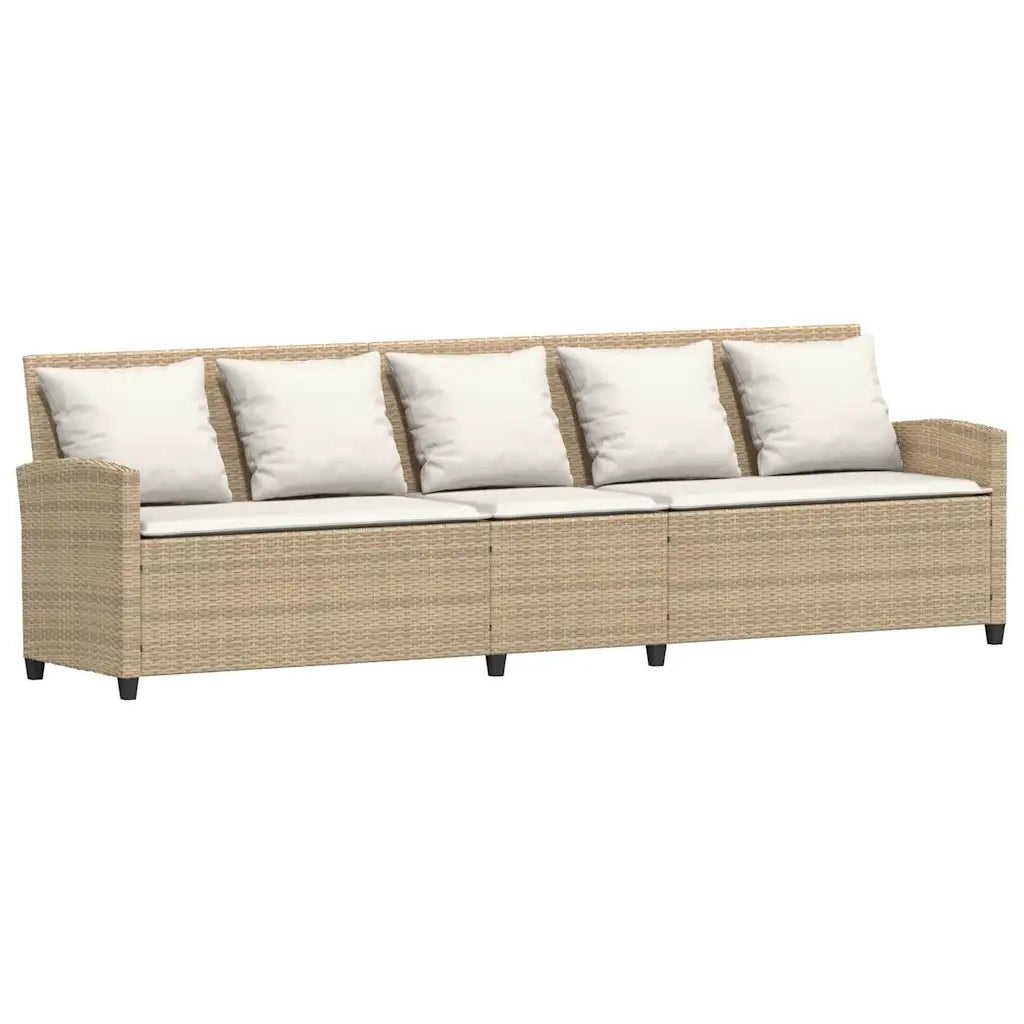 Set Divano da Giardino 4 pz con Cuscini a L Beige in Polyrattan 3365327
